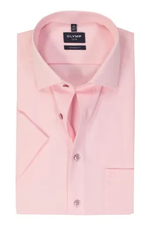 Luxor Modern Fit Plain Short Sleeve Shirt - Rose Pink