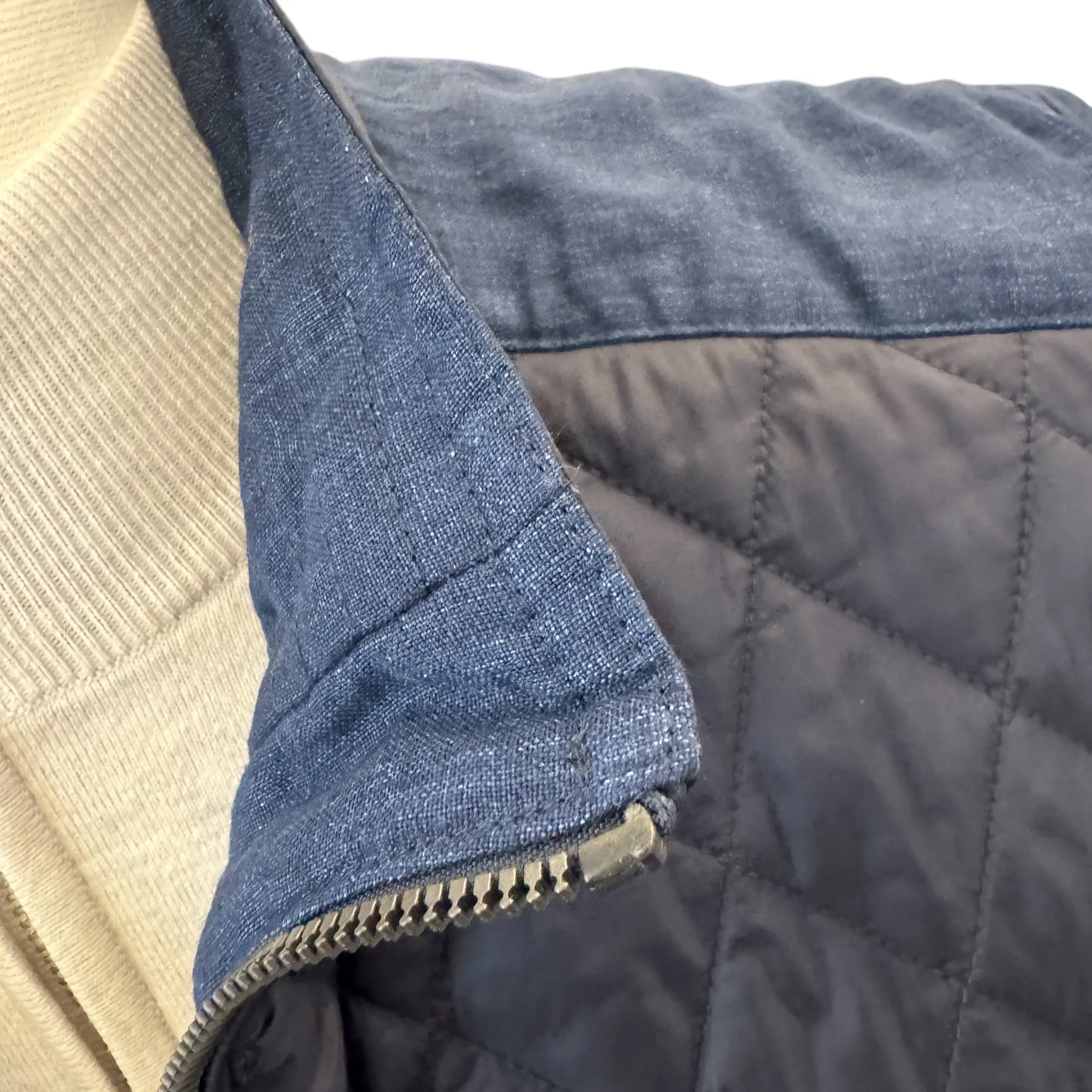 Maximilian Eddy Quilted Vest w/Linen Accent Navy