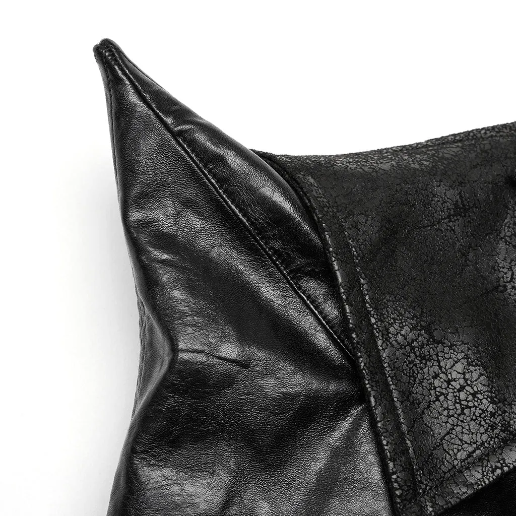 Men Goth Punk Super Short Faux Leather Short Jacket Skull Hand Zipper WY-1564PDM