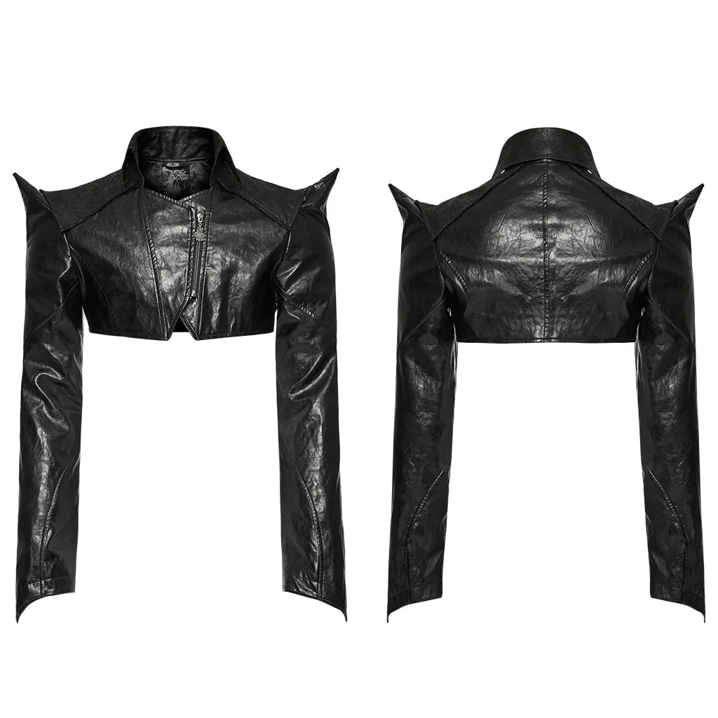 Men Goth Punk Super Short Faux Leather Short Jacket Skull Hand Zipper WY-1564PDM