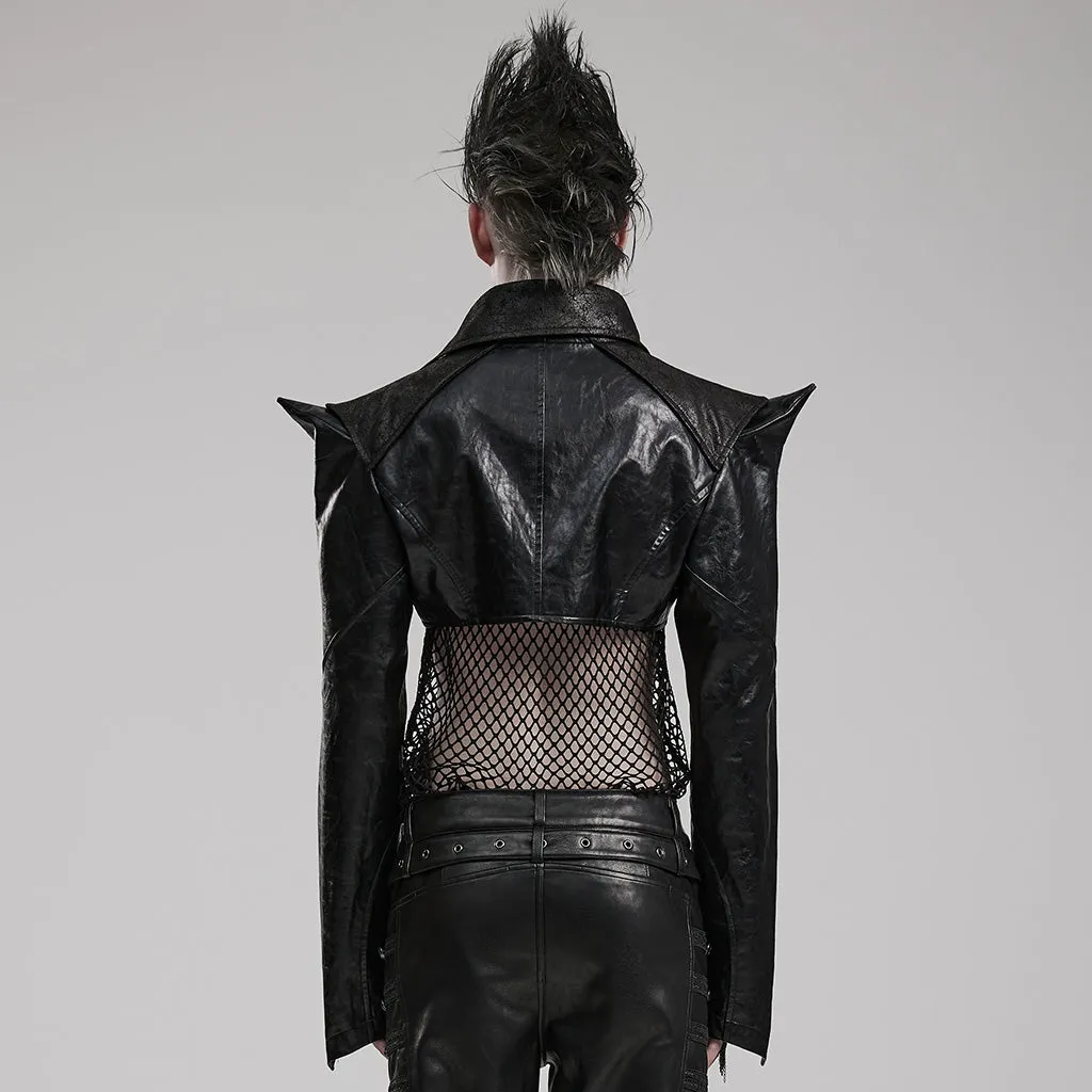 Men Goth Punk Super Short Faux Leather Short Jacket Skull Hand Zipper WY-1564PDM