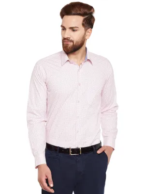 Men Pink Printed Pure Cotton Slim Fit Formal Shirt
