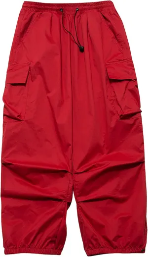 Men's Cargo Harem Pants Lighweight Drastring Elastic Waist Flap Pockets Baggy Loose Cinched Bottom Hip Hop Pants