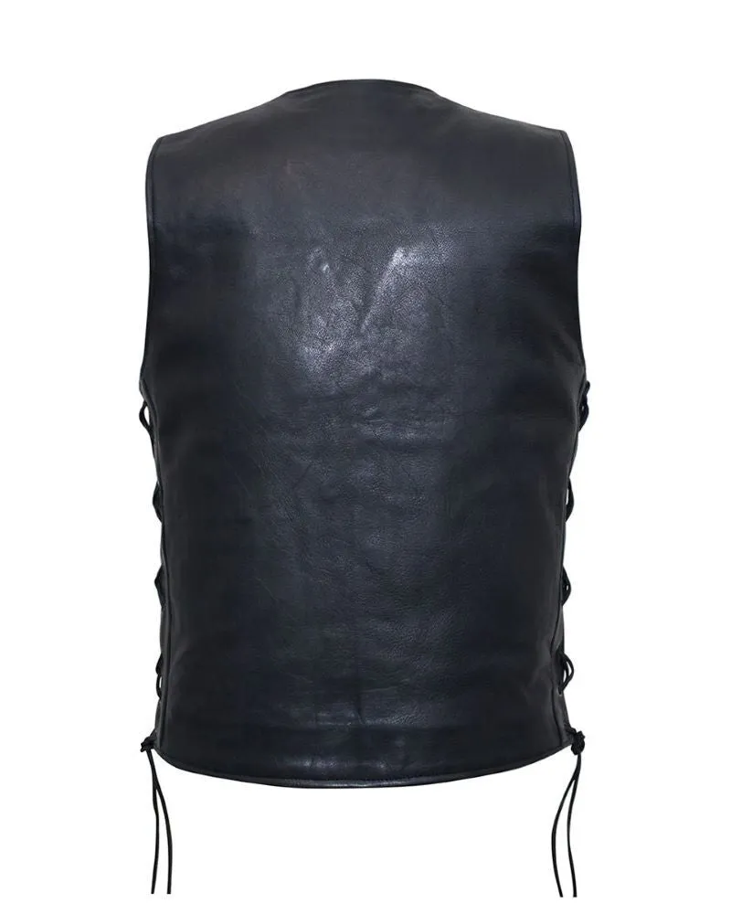 Mens Naked Leather Gambler Vest Side Laces