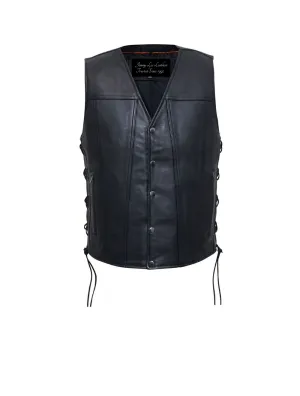 Mens Naked Leather Gambler Vest Side Laces
