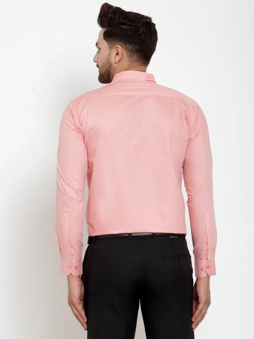 Men's Red Cotton Solid Button Down Formal Shirts ( SF 713Coral ) - Jainish