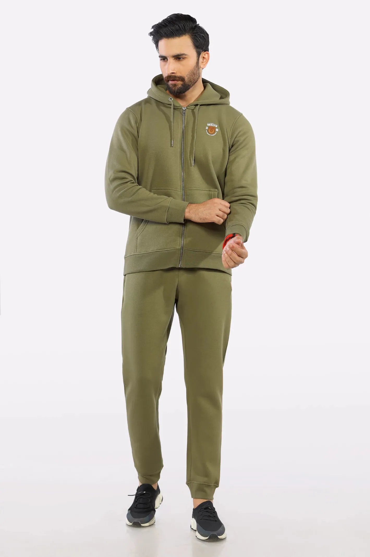 Olive Zipper Hoodie for Mens
