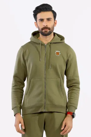 Olive Zipper Hoodie for Mens