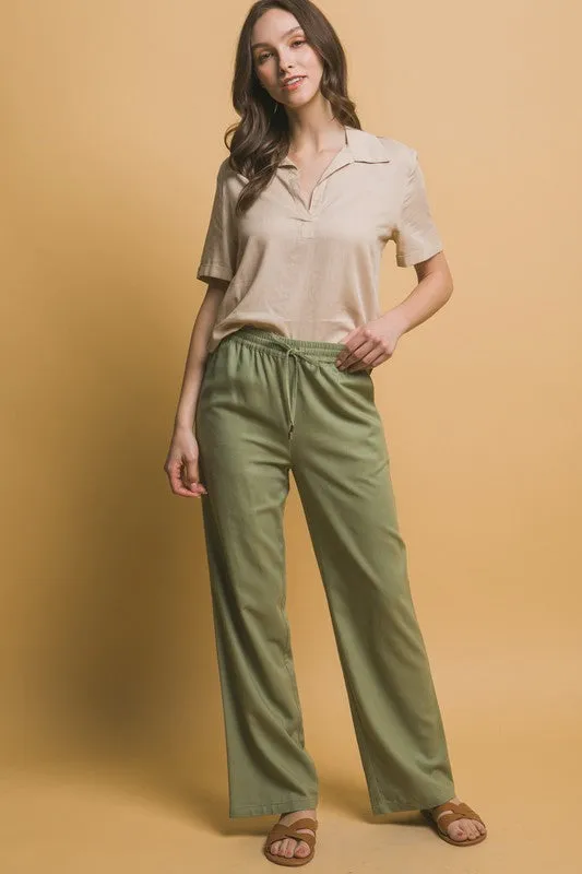 Olivia Drawstring Waist Linen Pants