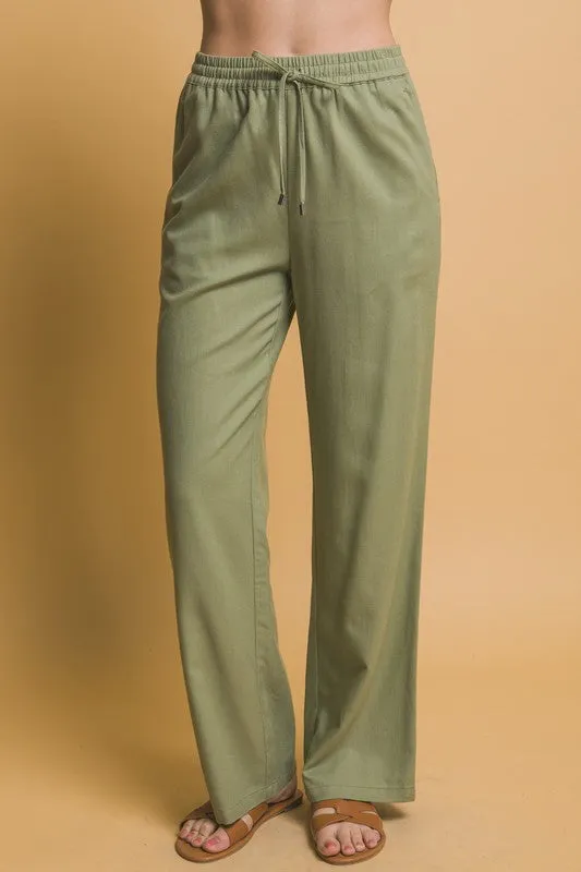Olivia Drawstring Waist Linen Pants