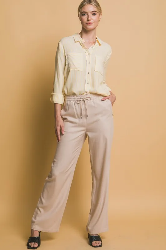 Olivia Drawstring Waist Linen Pants