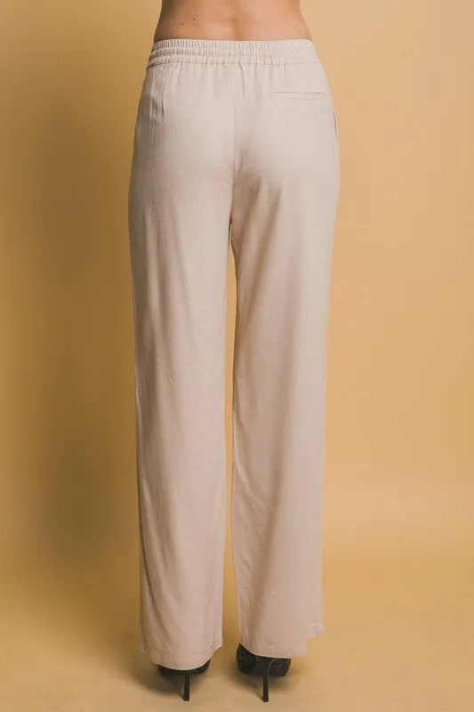 Olivia Drawstring Waist Linen Pants