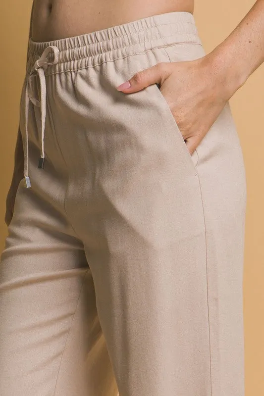 Olivia Drawstring Waist Linen Pants
