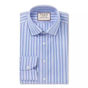 Pale Blue & Blue Tailored Fit Bedford Stripe Dress Shirt