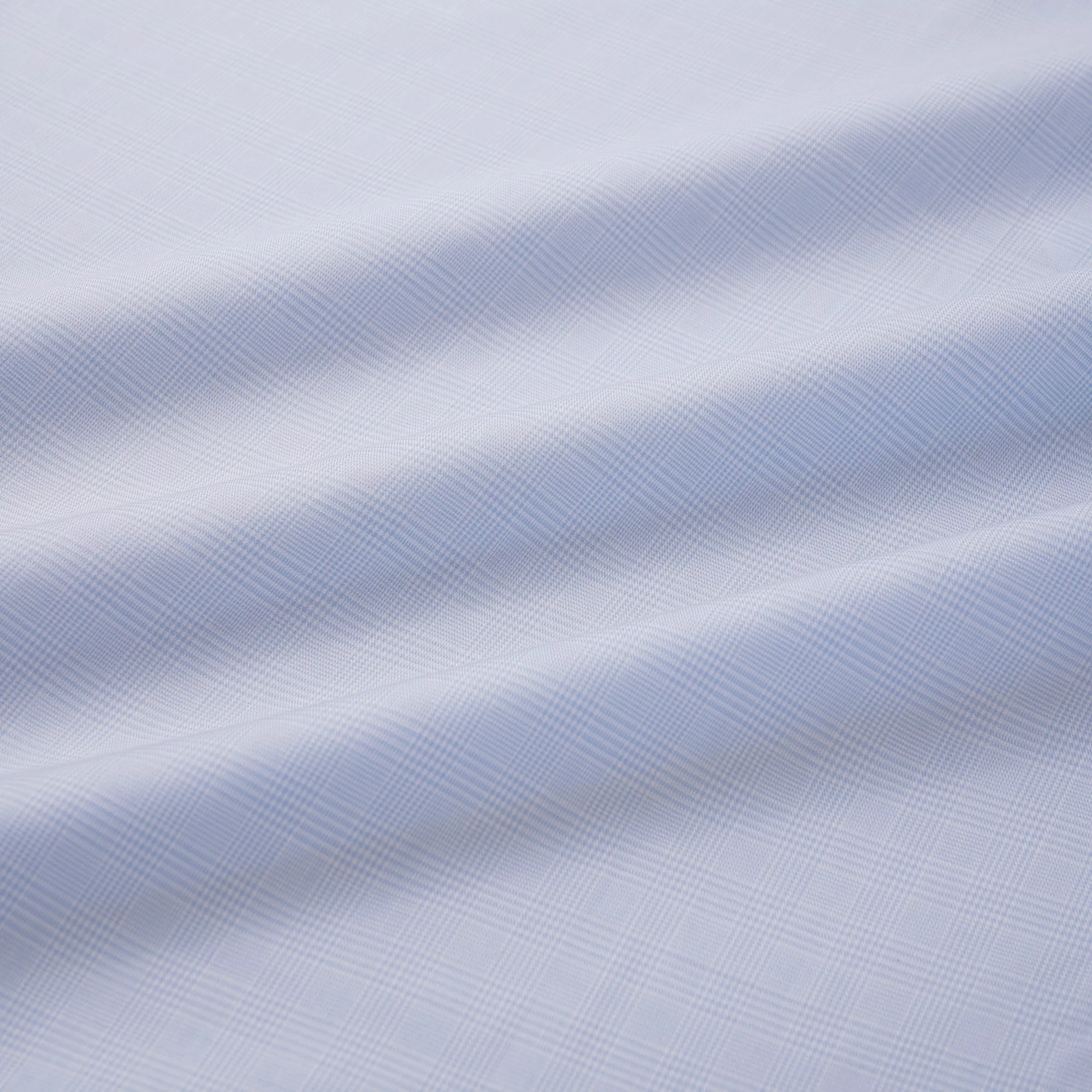 Pale Blue & White Classic Fit Prince of Wales Check Dress Shirt