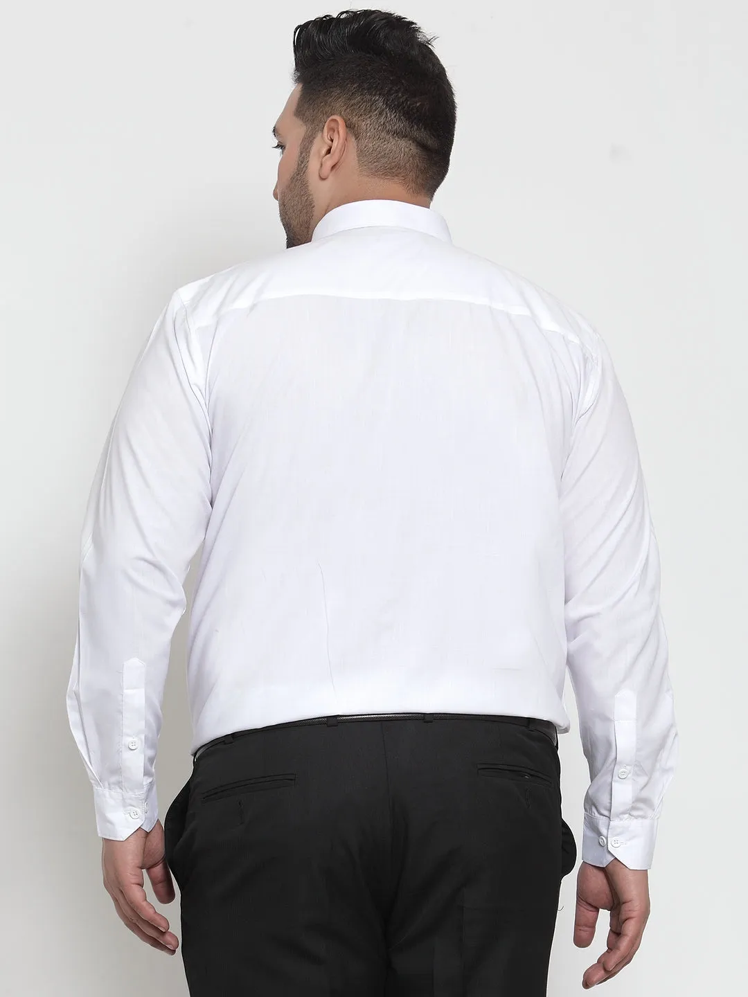 plusS Men White Classic Regular Fit Solid Formal Shirt