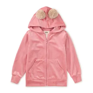 Pom Pom Ear Velour Hoodie -  Mauveglow by Tea Collection - FINAL SALE