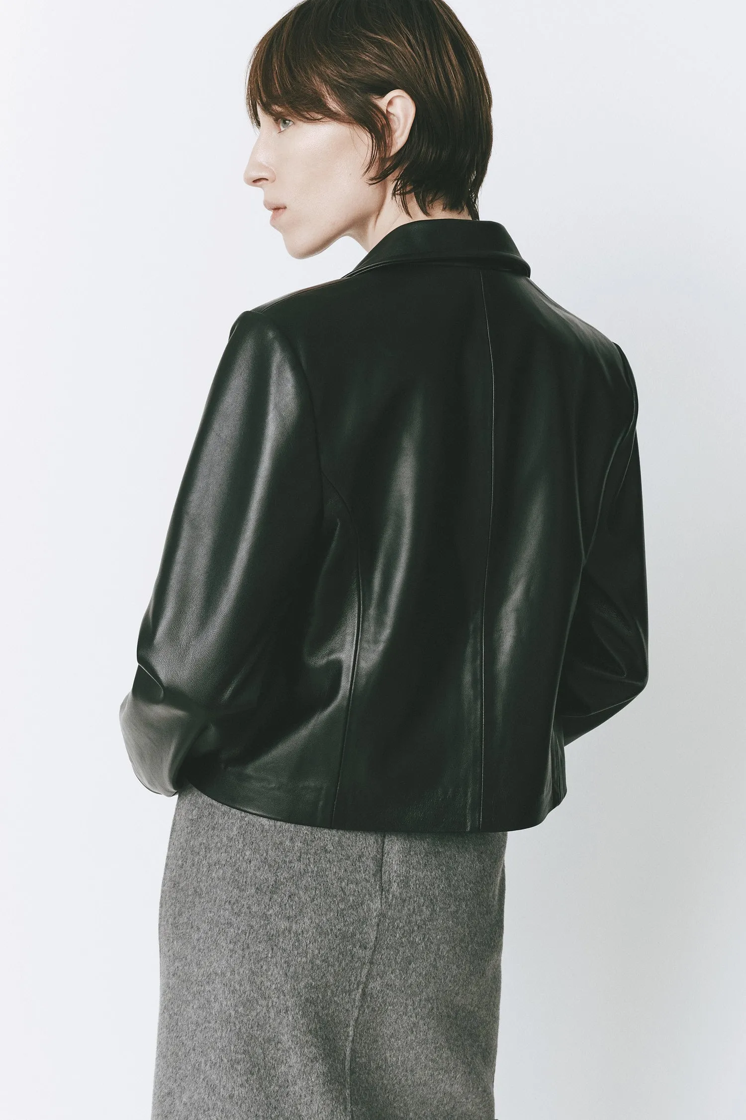Pri Cropped Leather Jacket