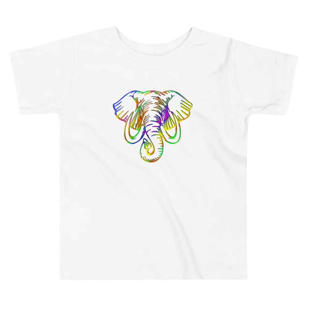 RAINBOW ELEPHANT HEAD TODDLER T-SHIRT