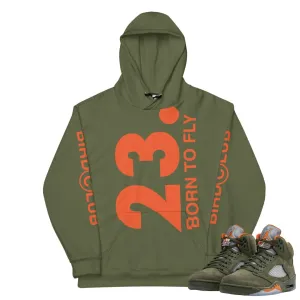 Retro 5 Olive/ Solar Orange "Born to Fly" Hoodie