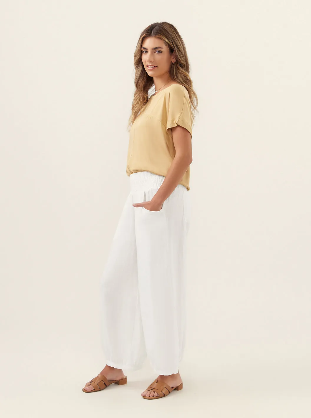 Sadhu French Linen Pants White