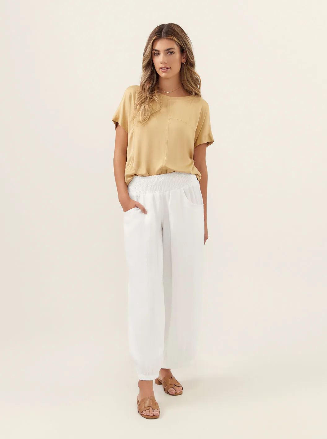 Sadhu French Linen Pants White
