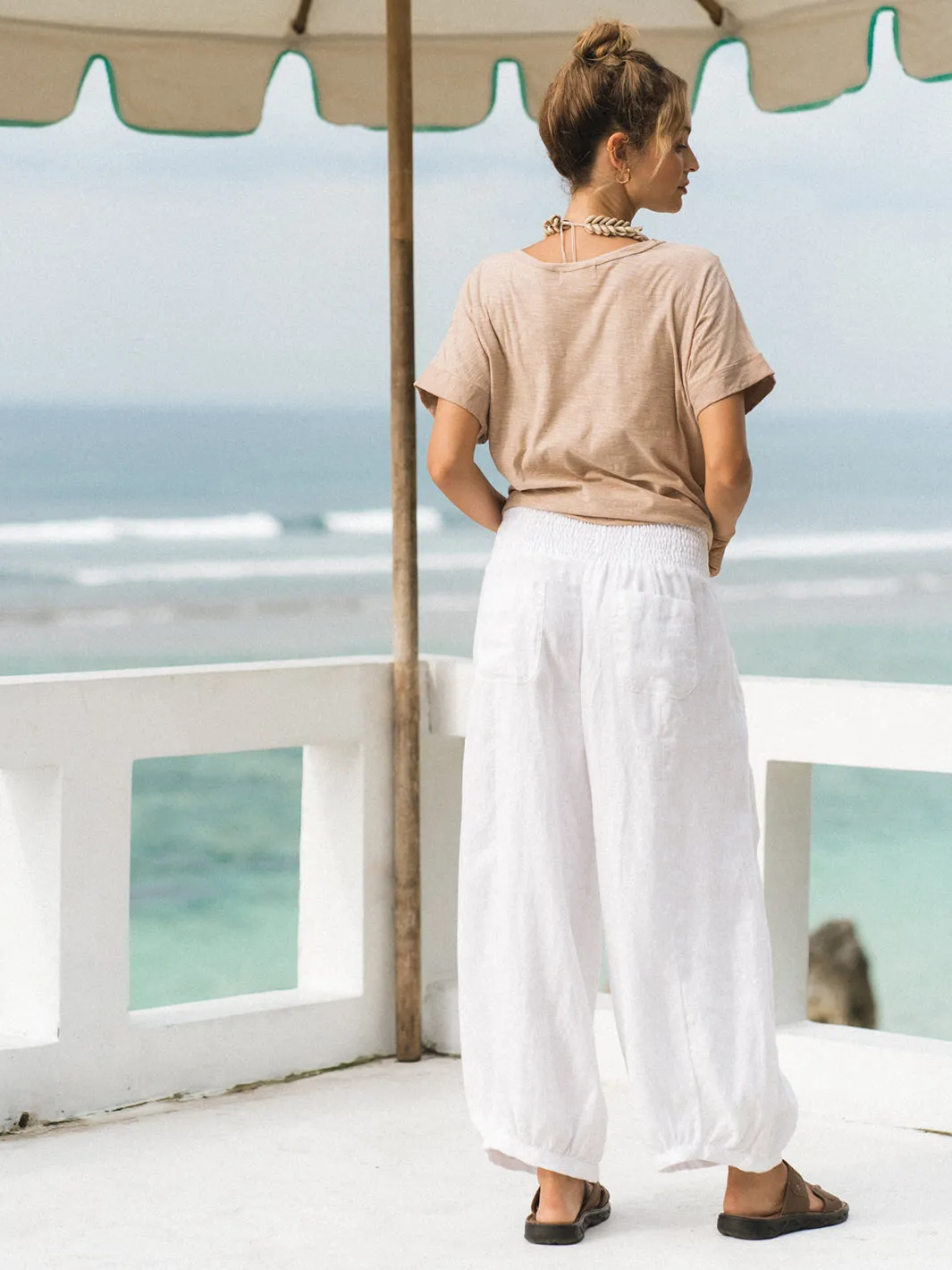 Sadhu French Linen Pants White