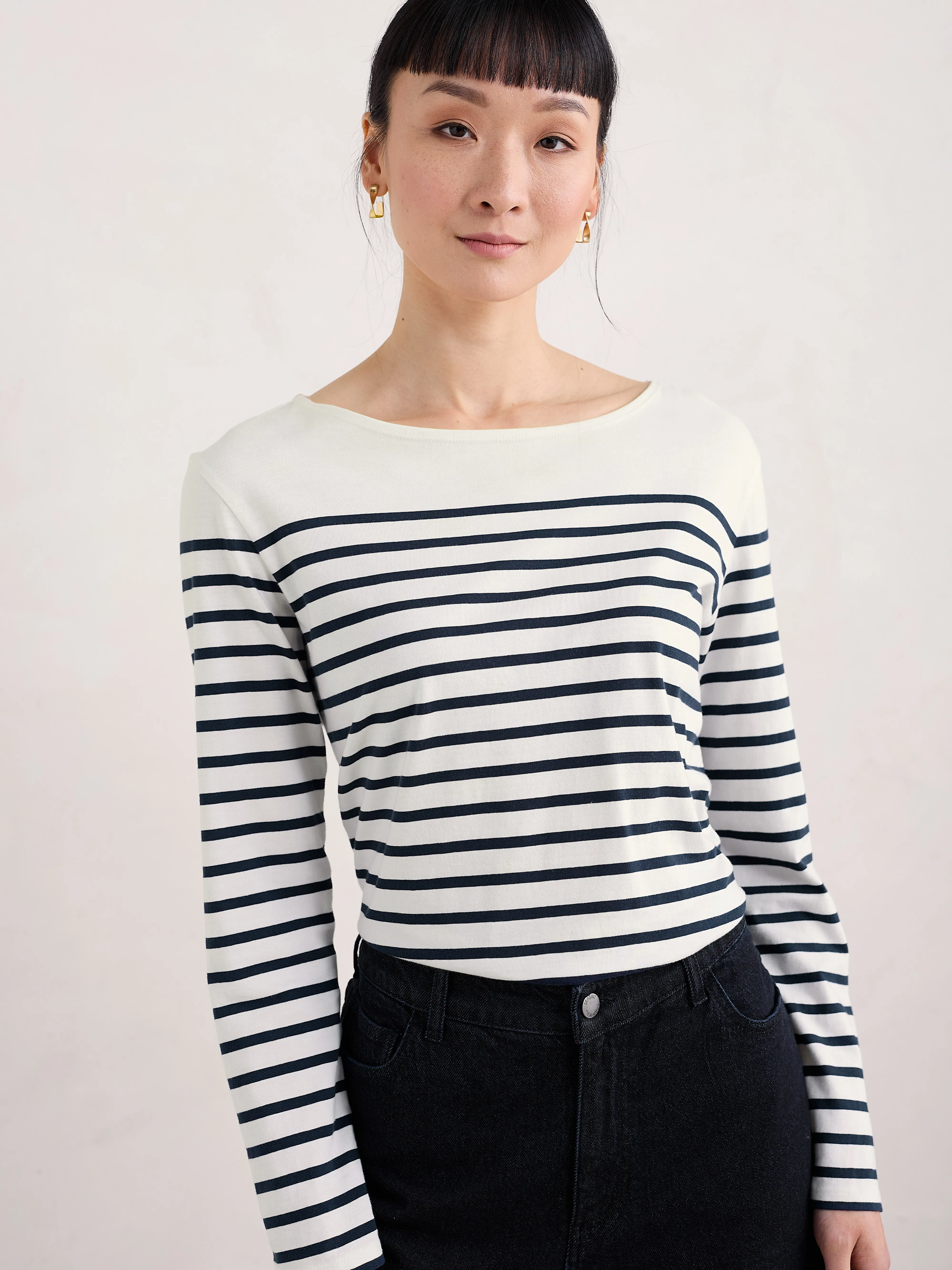 Seasalt Sailor Shirt - Falmouth Breton Maritime Chalk