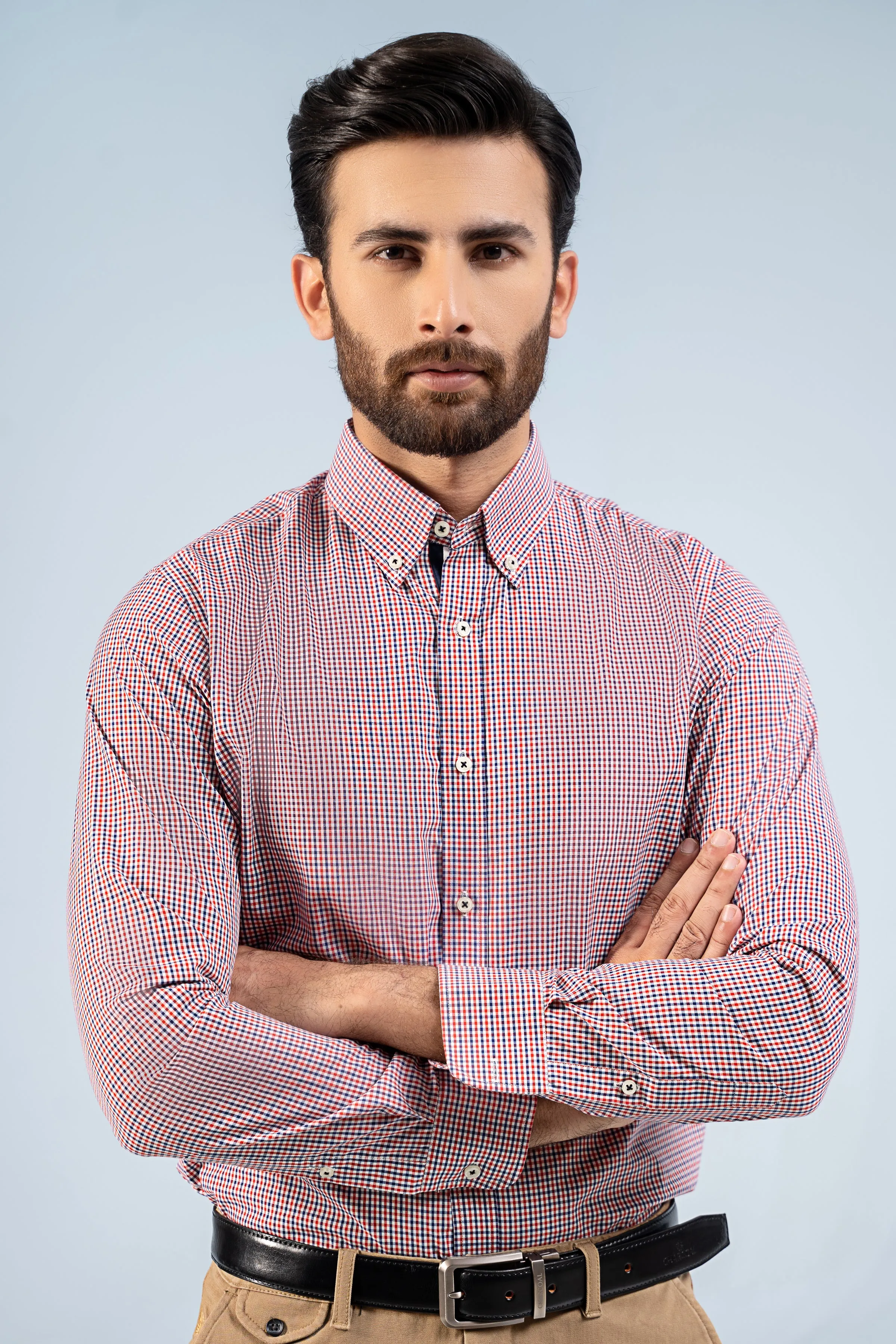 SEMI FORMAL SHIRTS NAVY MAROON CHECK
