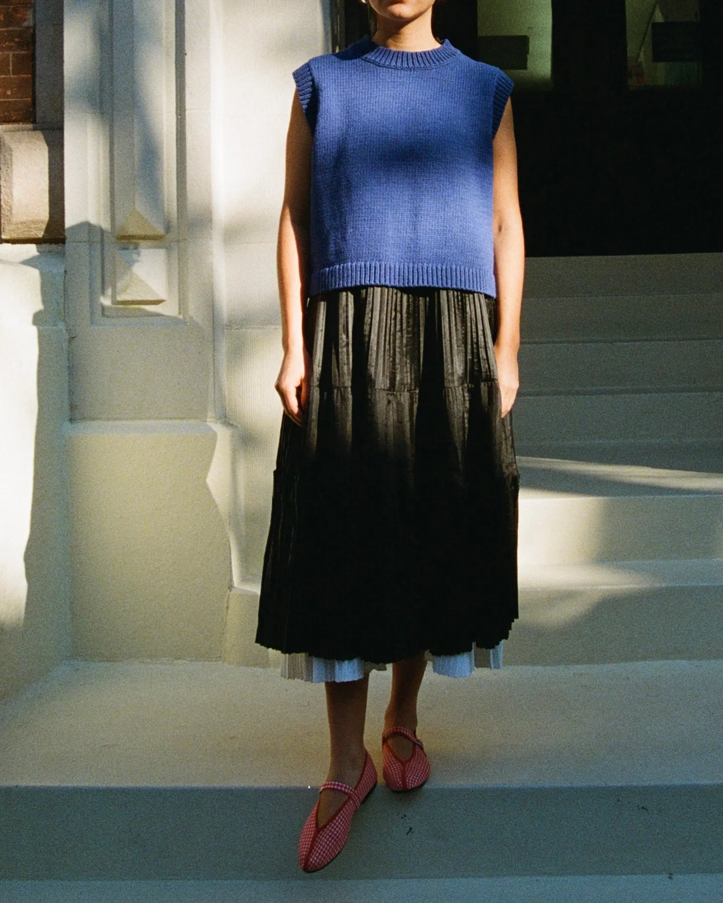 Shape Cotton Vest - Lapis