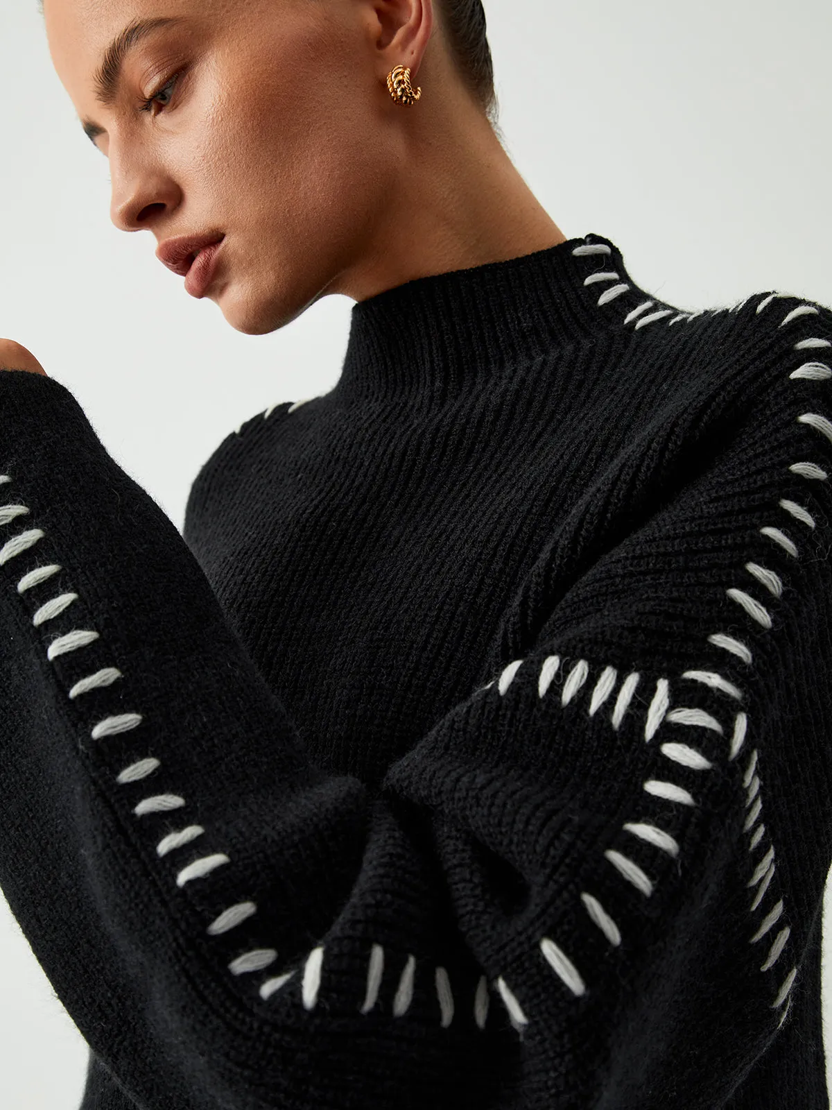 Shift The Focus Trendy Oversized Mock Neck Sweater