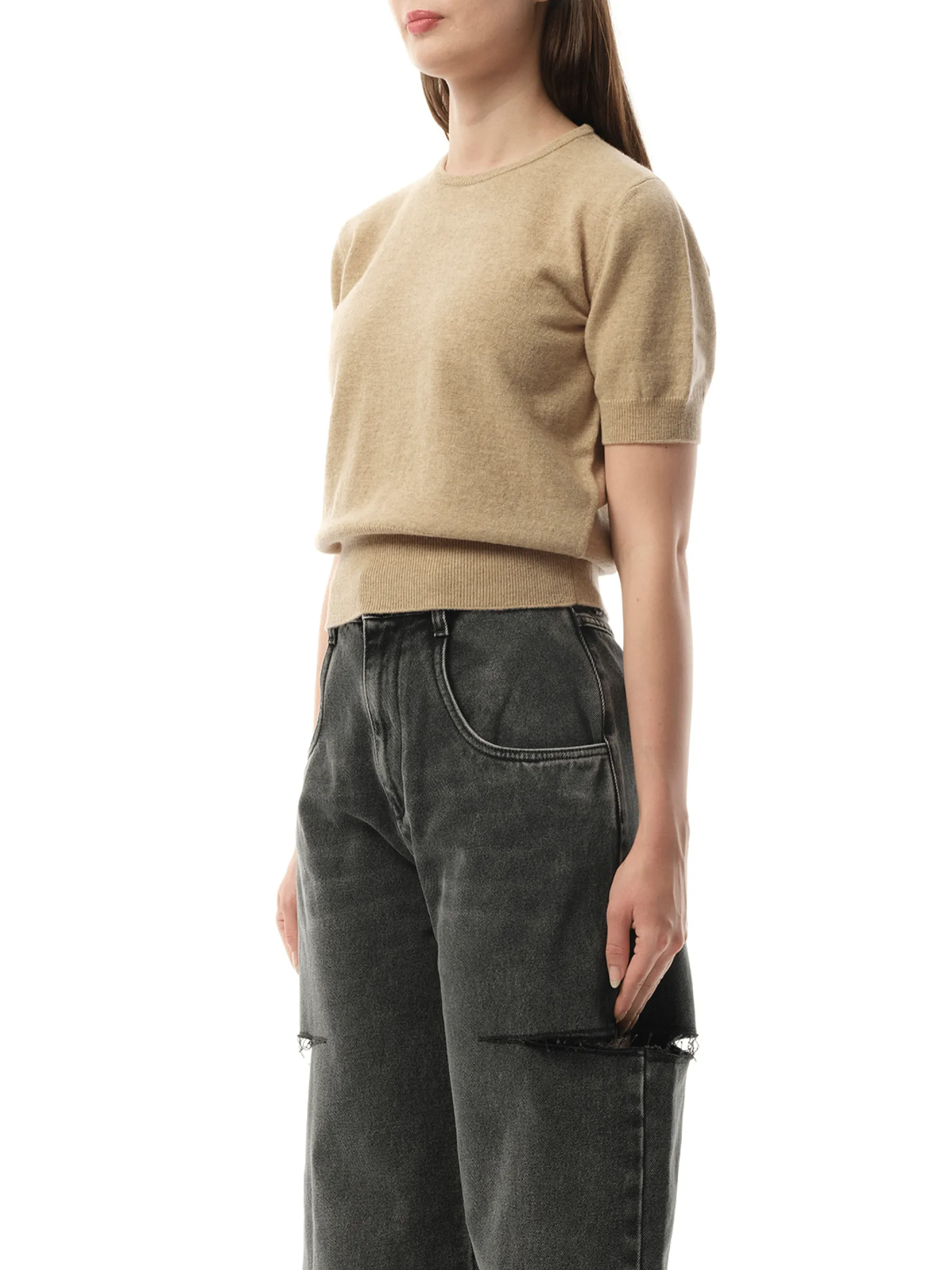 Short Sleeve Sweater in Walnut