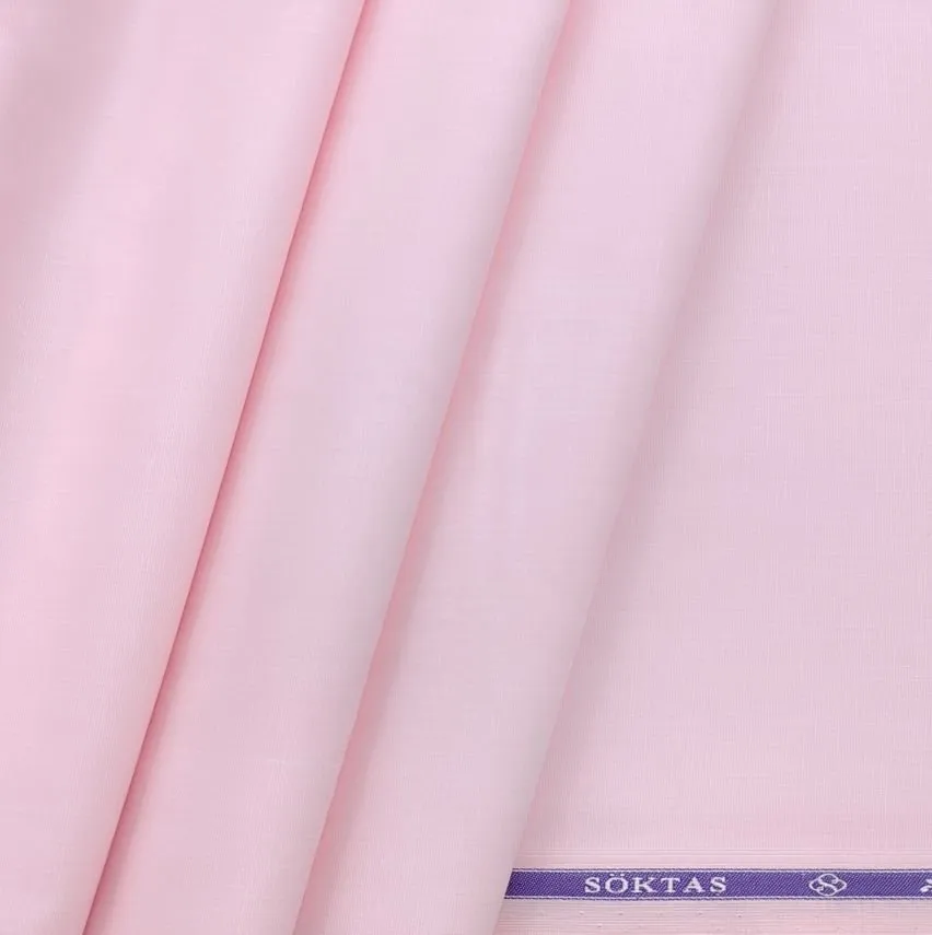 Soktas Men's Finest 60s Giza Cotton FIll a Fill Light Plain Shirt fabric Colour Pink
