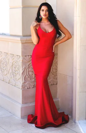 Spaghetti Cross Over Back Gown & Robe de soirée