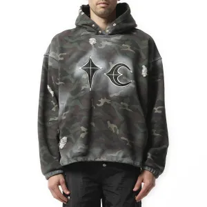 Sprayed Camoflage Rock Hoodie in Camo