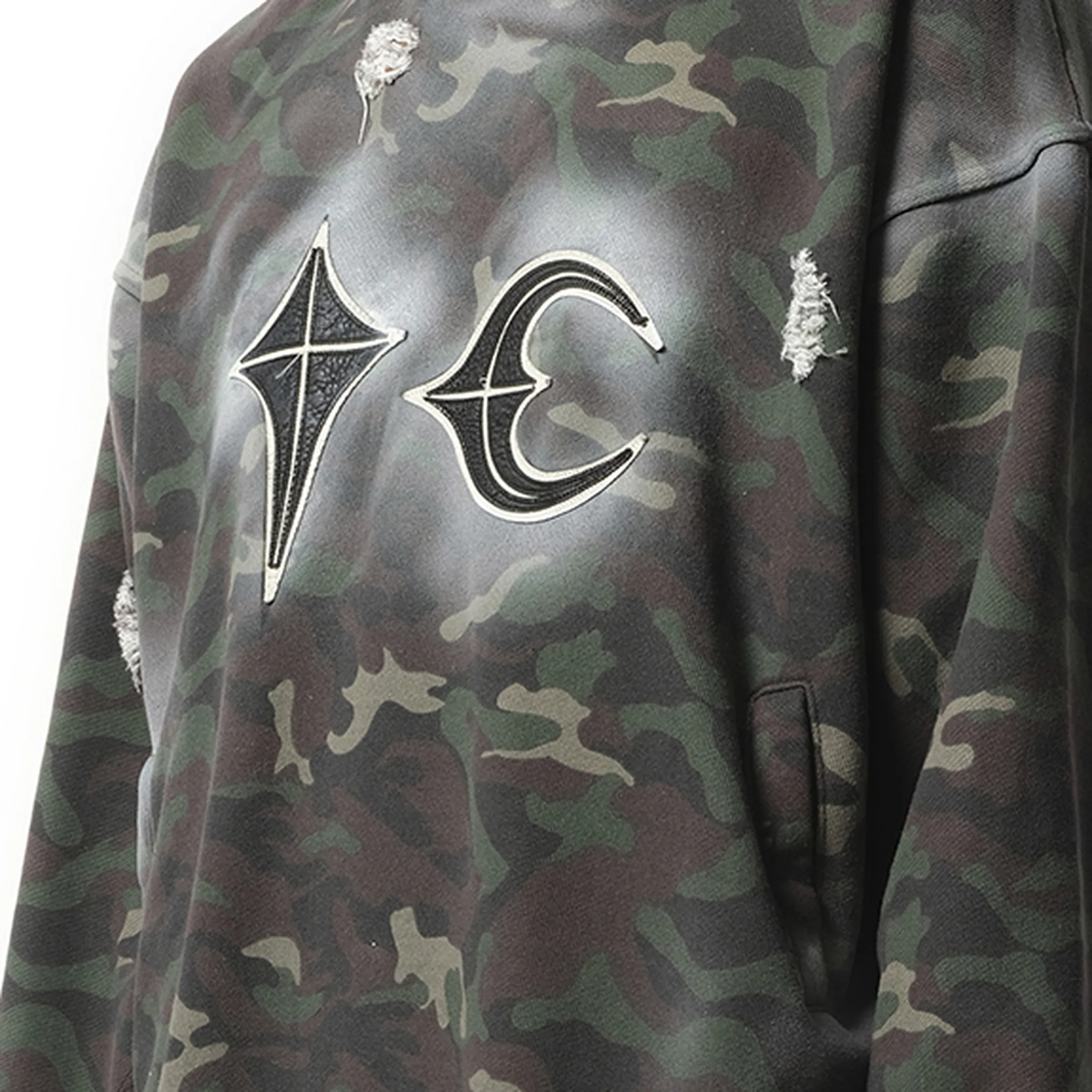 Sprayed Camoflage Rock Hoodie in Camo