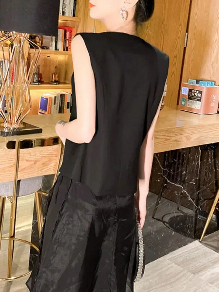 Summer Vest For Women Round Neck Sleeveless Single Breasted Minimalist Vests Female Fashion Clothing Style