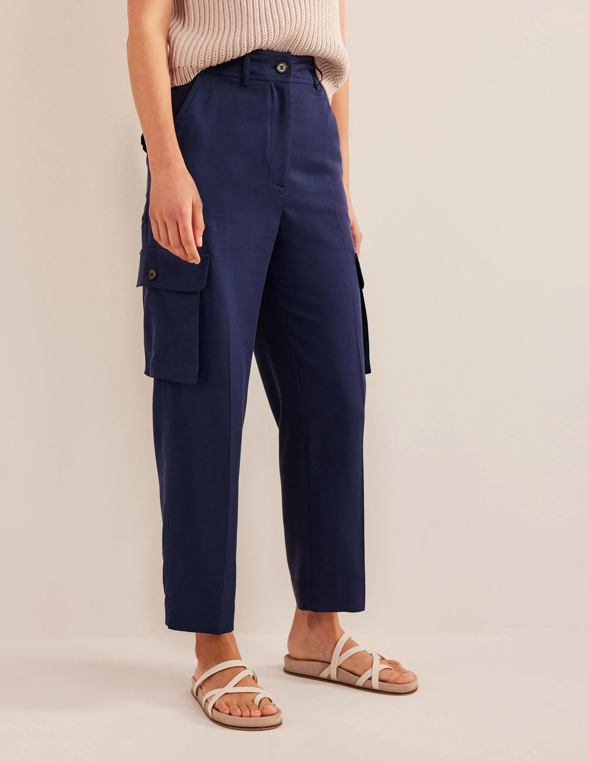 Tencel Cargo Trousers-Night Blue