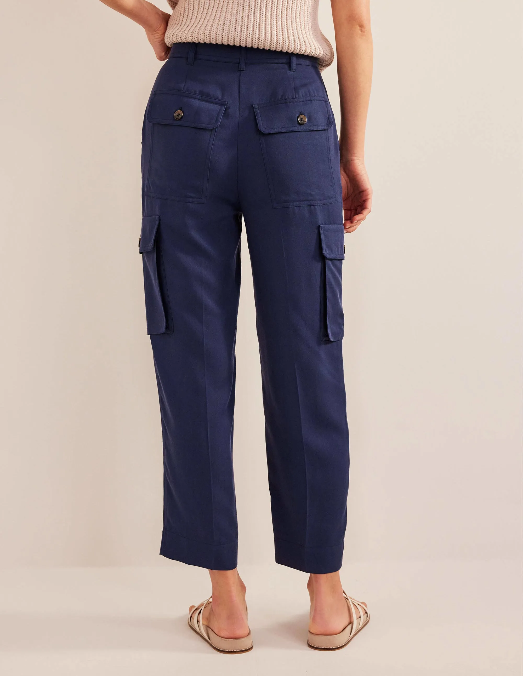 Tencel Cargo Trousers-Night Blue
