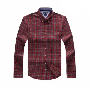 Tommy Hilfiger New York Fit Cotton Formal Shirt- Red