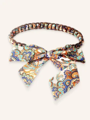 Vintage Blossom Bow Silk Scarf with Woven Belt OPHELIA