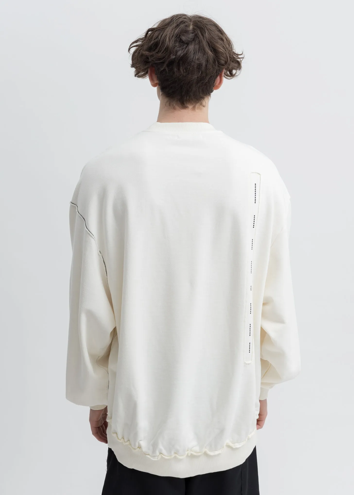 White Embroidery Contrast Sweatshirt