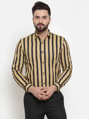 Yellow Men'S Cotton Striped Formal Shirts